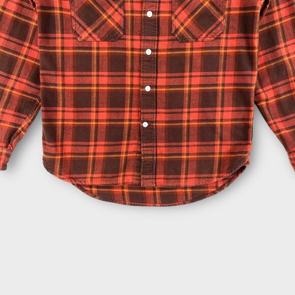 R.M. Williams Shirt Mens Small Red Orange Plaid Flannel Work Shirt Outdoor - Picture 4 of 12